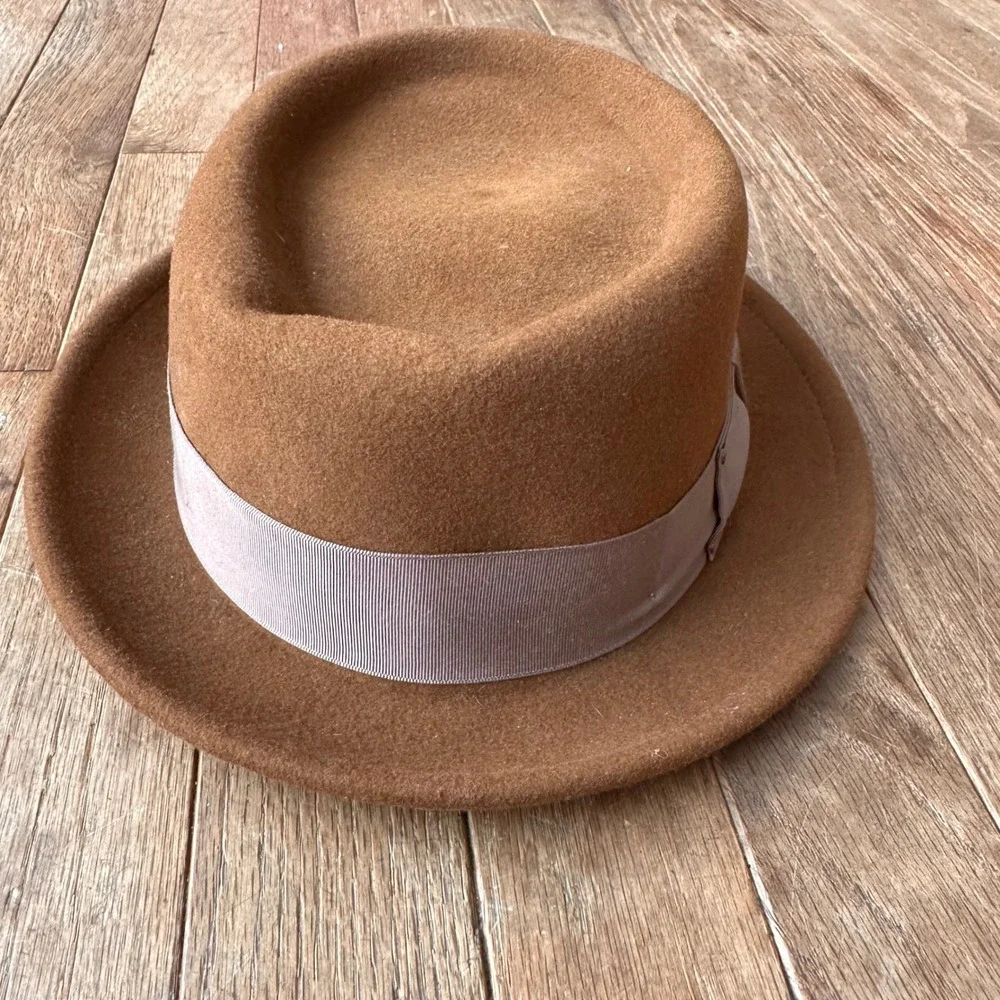 Bailey of Hollywood Darron Pork Pie Hat Mens Small Lite‎ Felt Wool Brown Retro